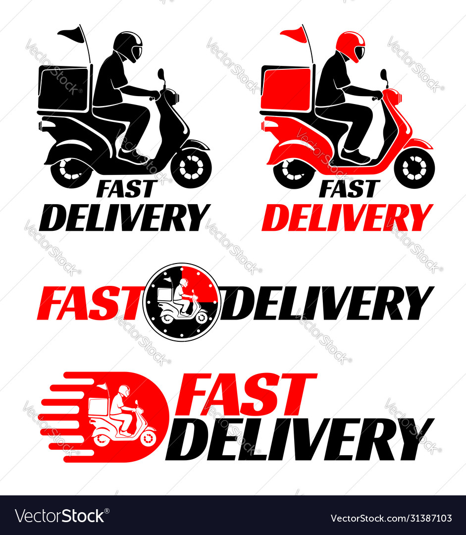 Logotypes set for fast delivery food or parcel Vector Image