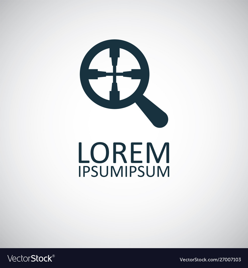 Magnifier target icon simple flat element design