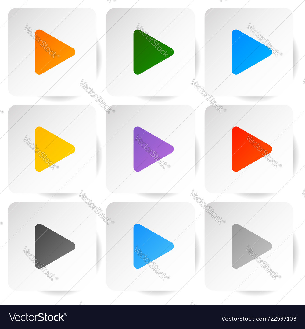 Modern flat play buttons with smooth gradients Vector Image Modern flat play buttons with smooth gradients