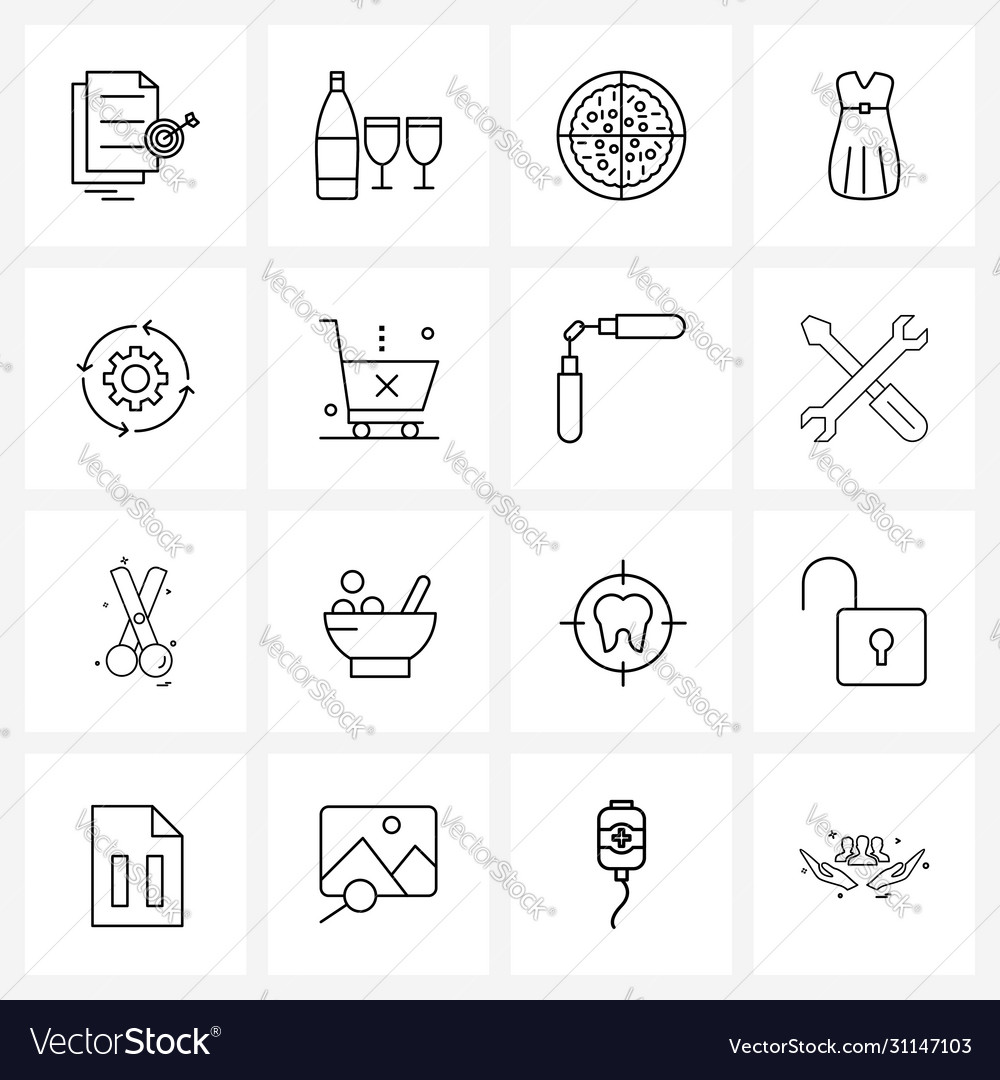 Modern style set 16 line pictograph grid based