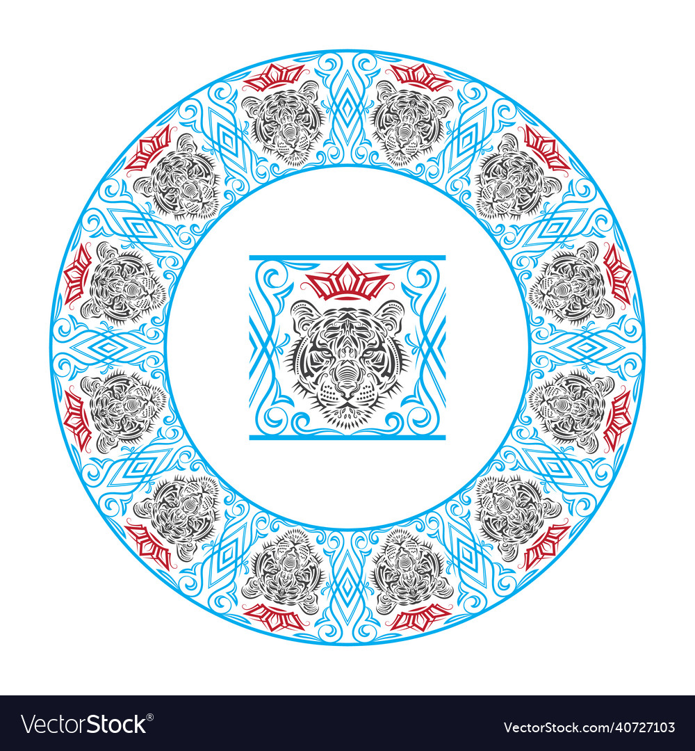 Pattern brush element and round frame vector image Pattern brush element and round frame