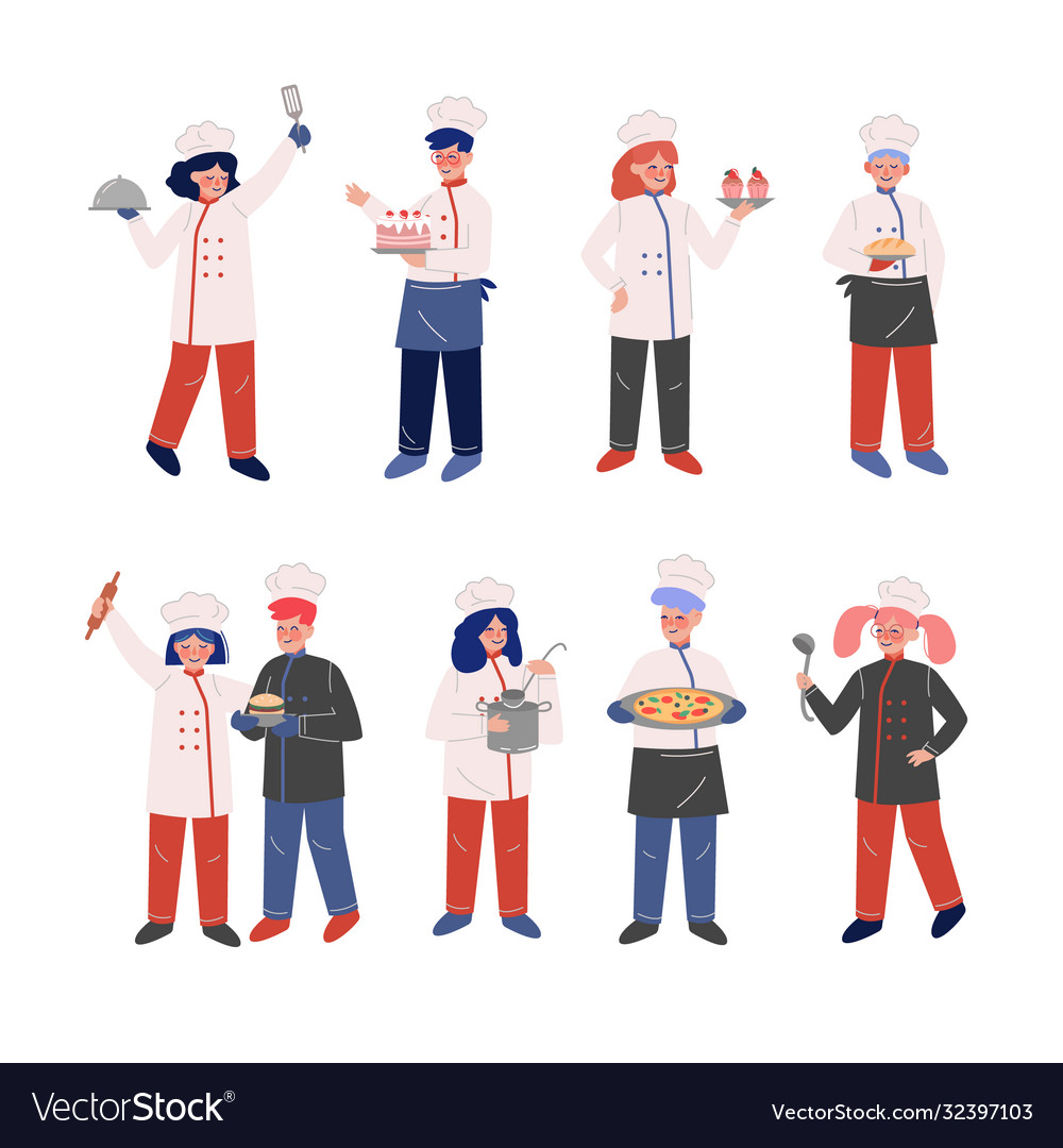 Professional chef characters collection vector image Professional chef characters collection