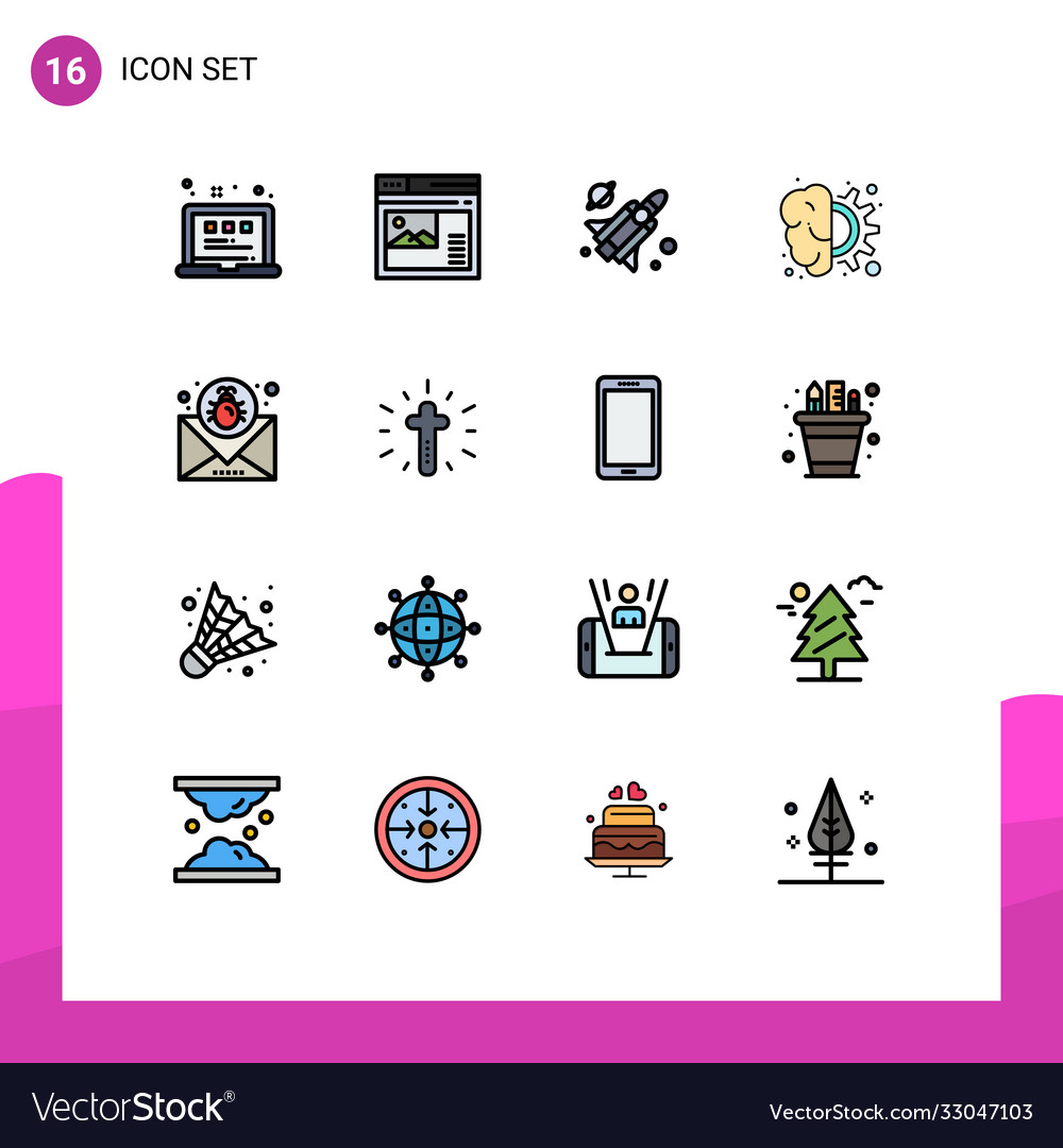 Set 16 flat color filled lines on grid