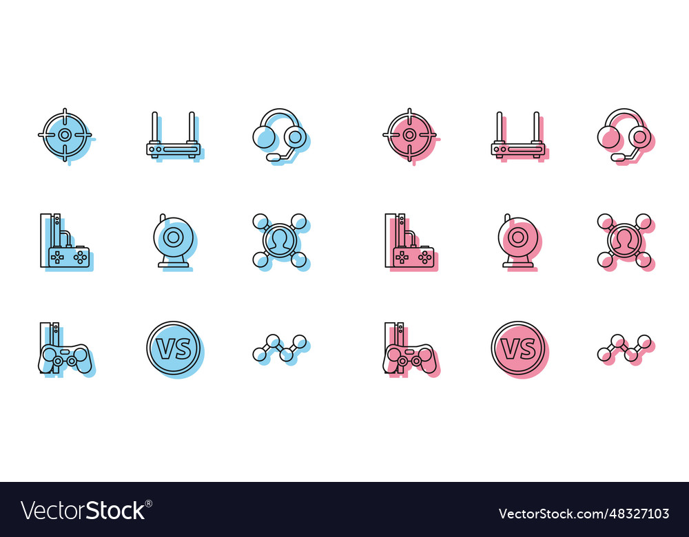 Set line game console with joystick vs versus