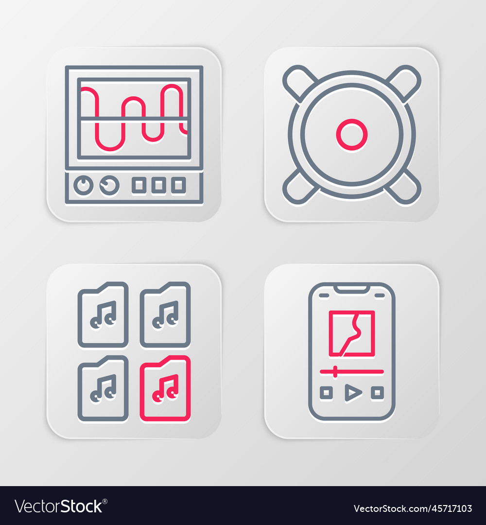 Set line music player file document stereo Vector Image Set line music player file document stereo