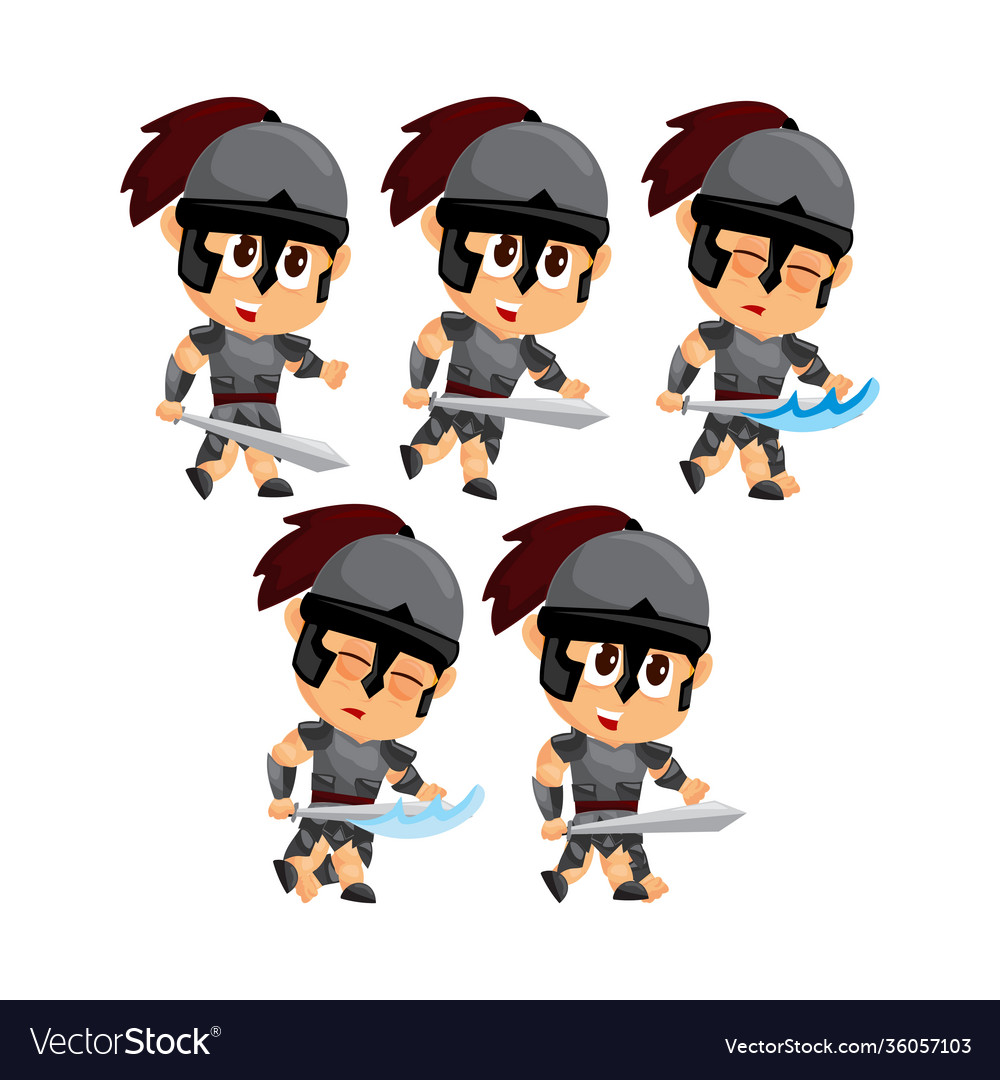 Spartan cartoon attack game character animation