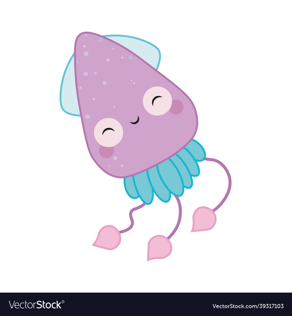Squid cartoon purple cute octopus vector image Squid cartoon purple cute octopus