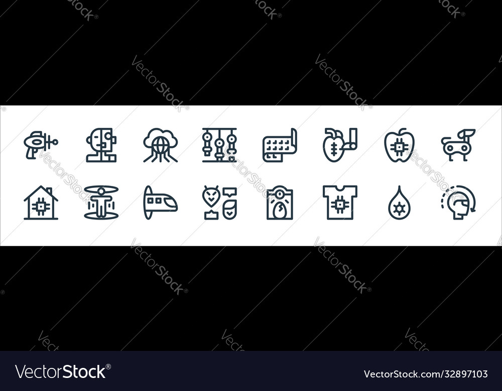 Technology future line icons linear set