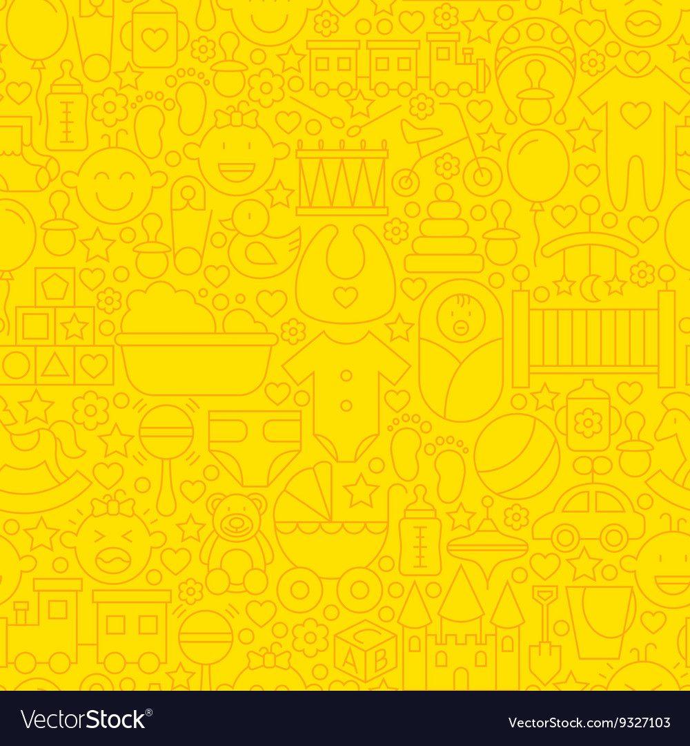 Thin yellow baby newborn line seamless pattern Vector Image