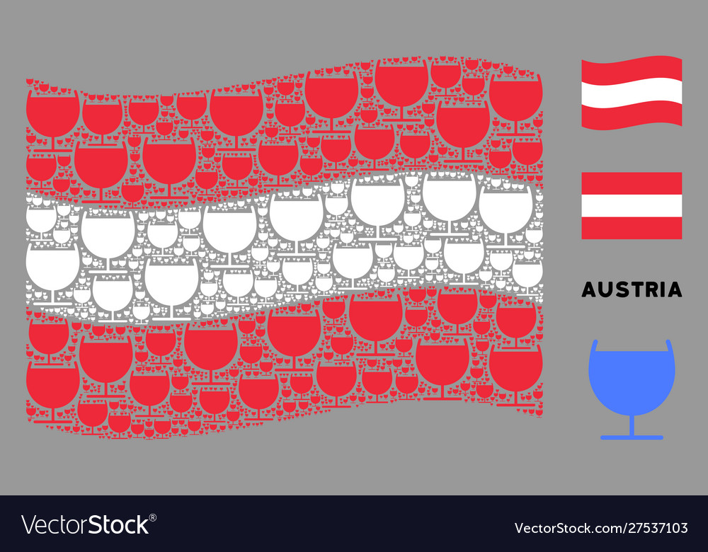 Waving austrian flag pattern alcohol glass