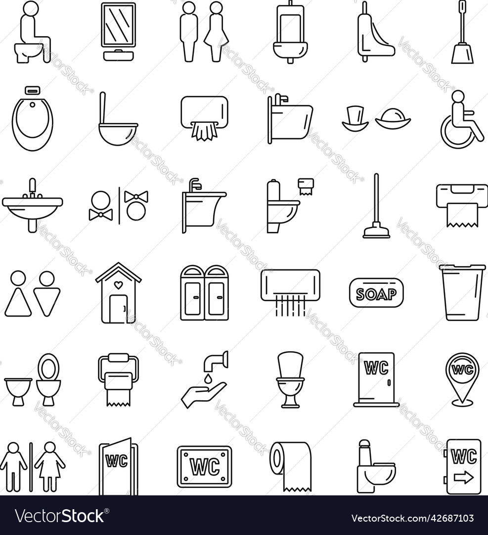 Wc icons set outline toilet sign Royalty Free Vector Image