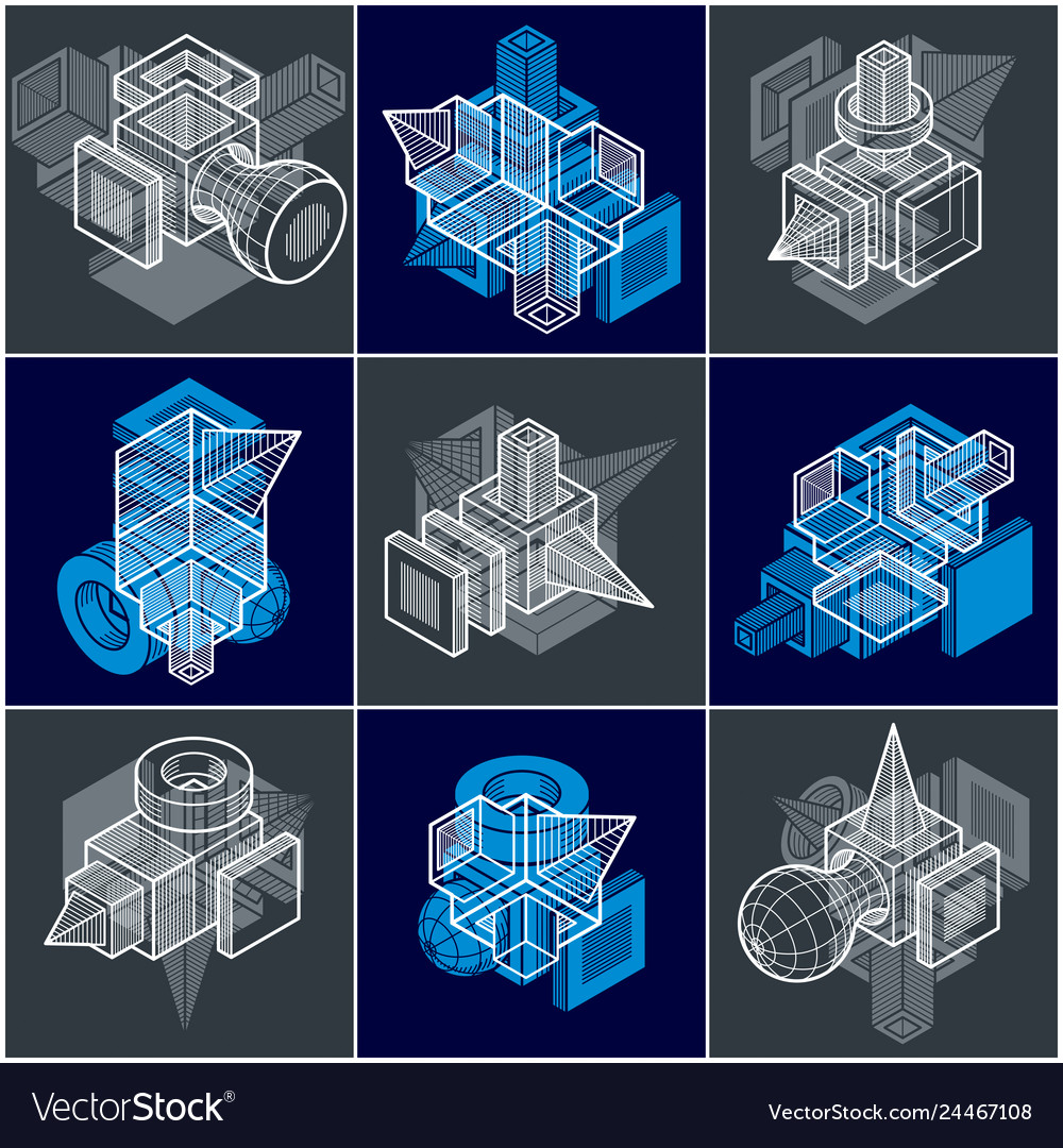 3d engineering collection of abstract shapes