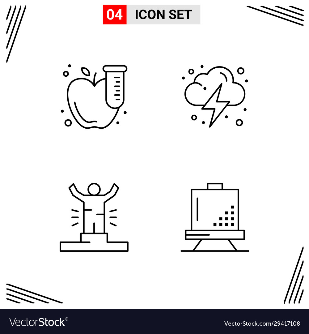 4 icons line style grid based creative outline