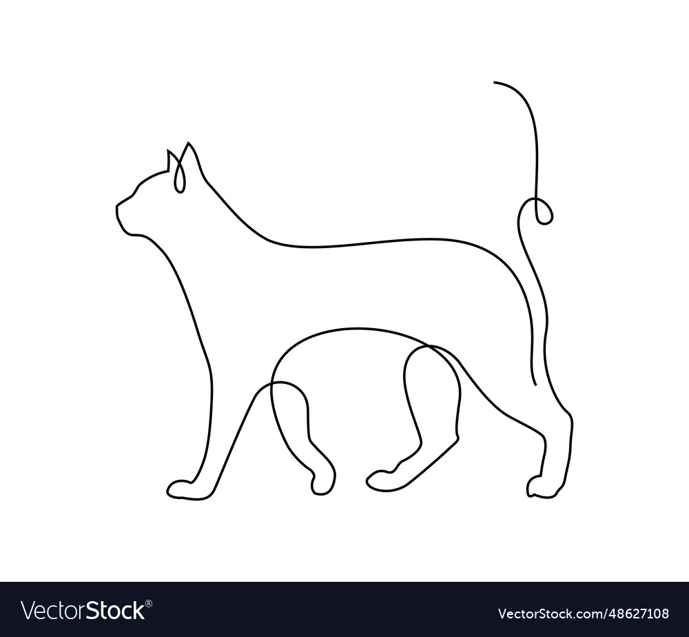 Cat walking in abstract hand drawn style