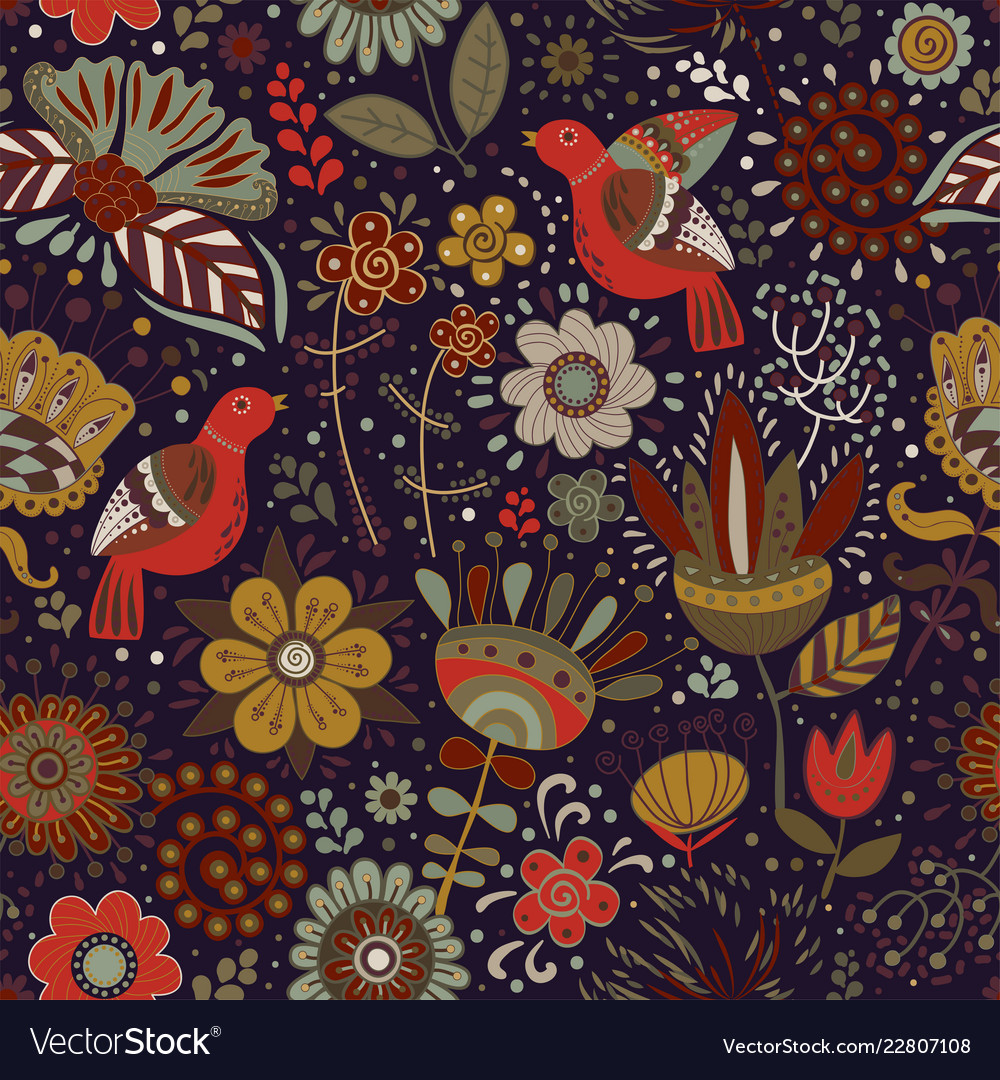 Colorful seamless floral pattern wallpaper Vector Image