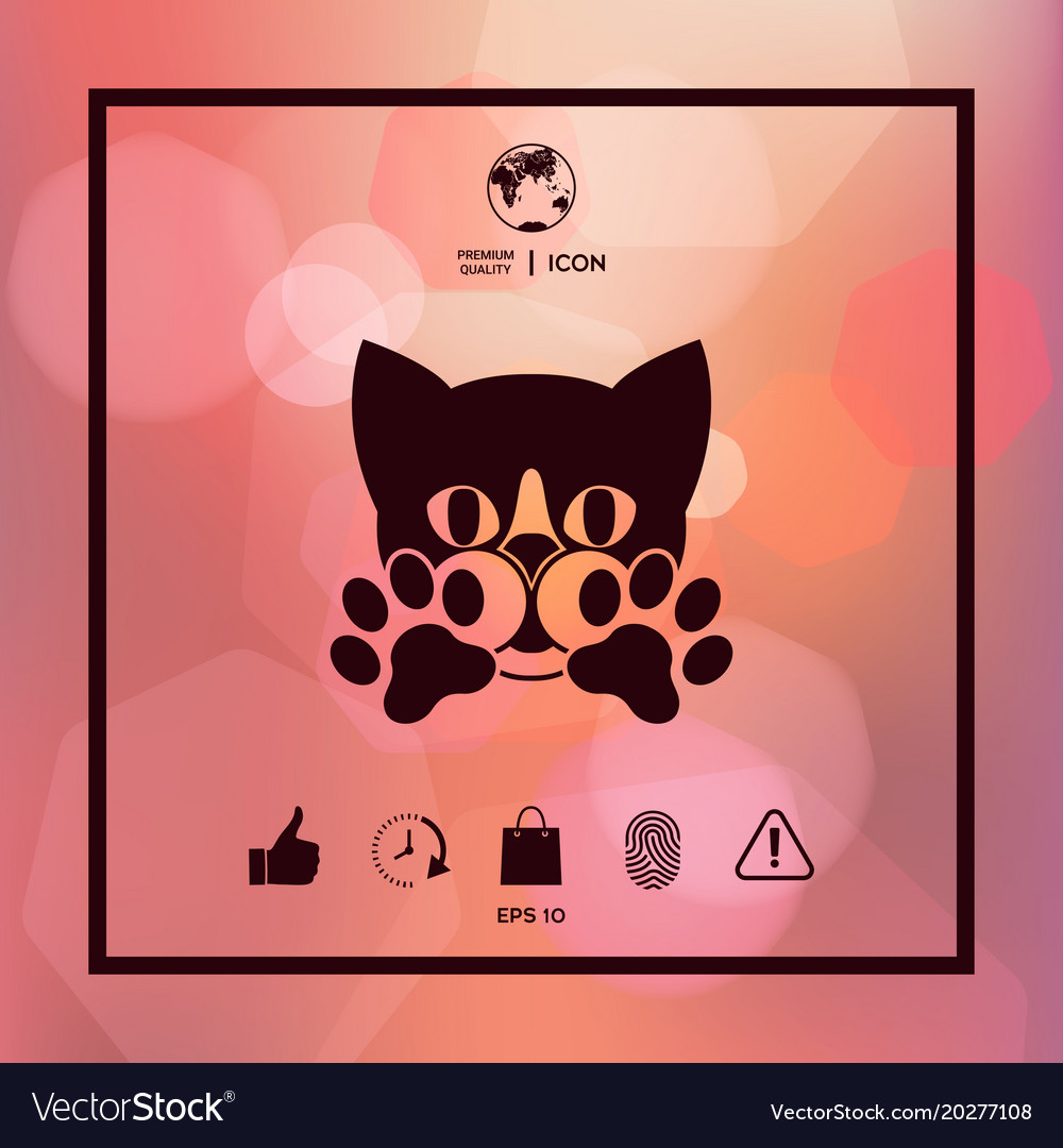 Cute Cat, paws - logo, symbol, protect sign Stock Vector