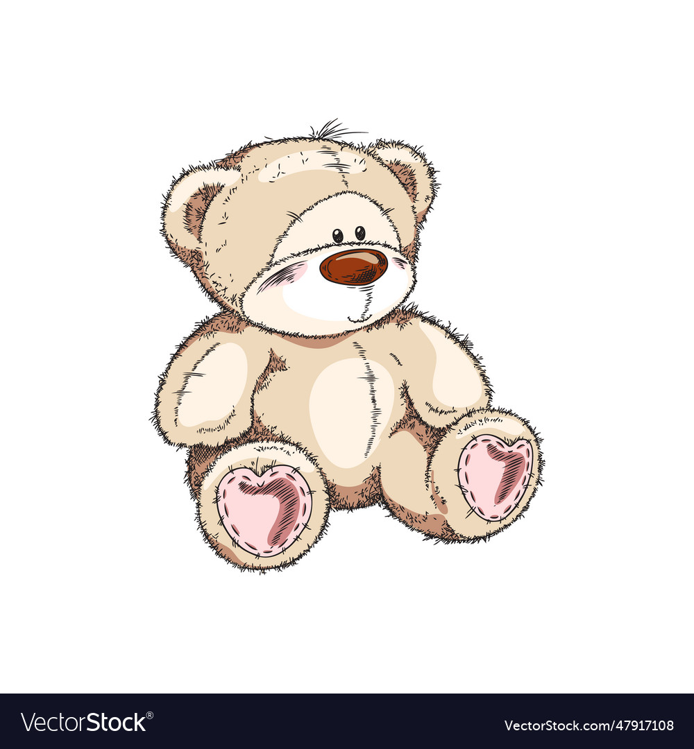 Cute teddy bear kids toy hand drawn sketch style Vector Image