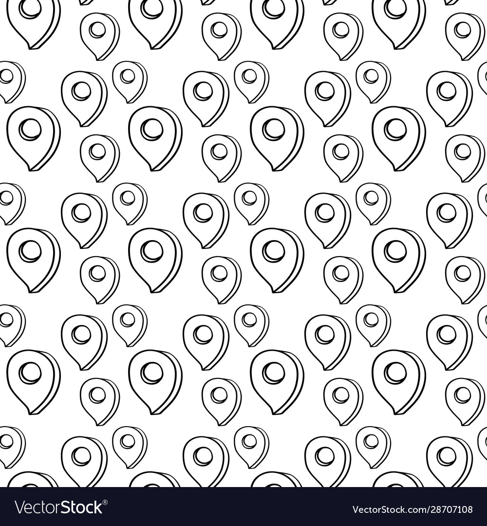 Doodle map pointer seamless pattern isolated