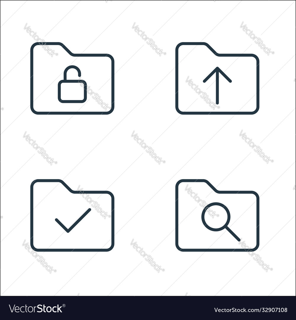 Folder line icons linear set quality vector image Folder line icons linear set quality