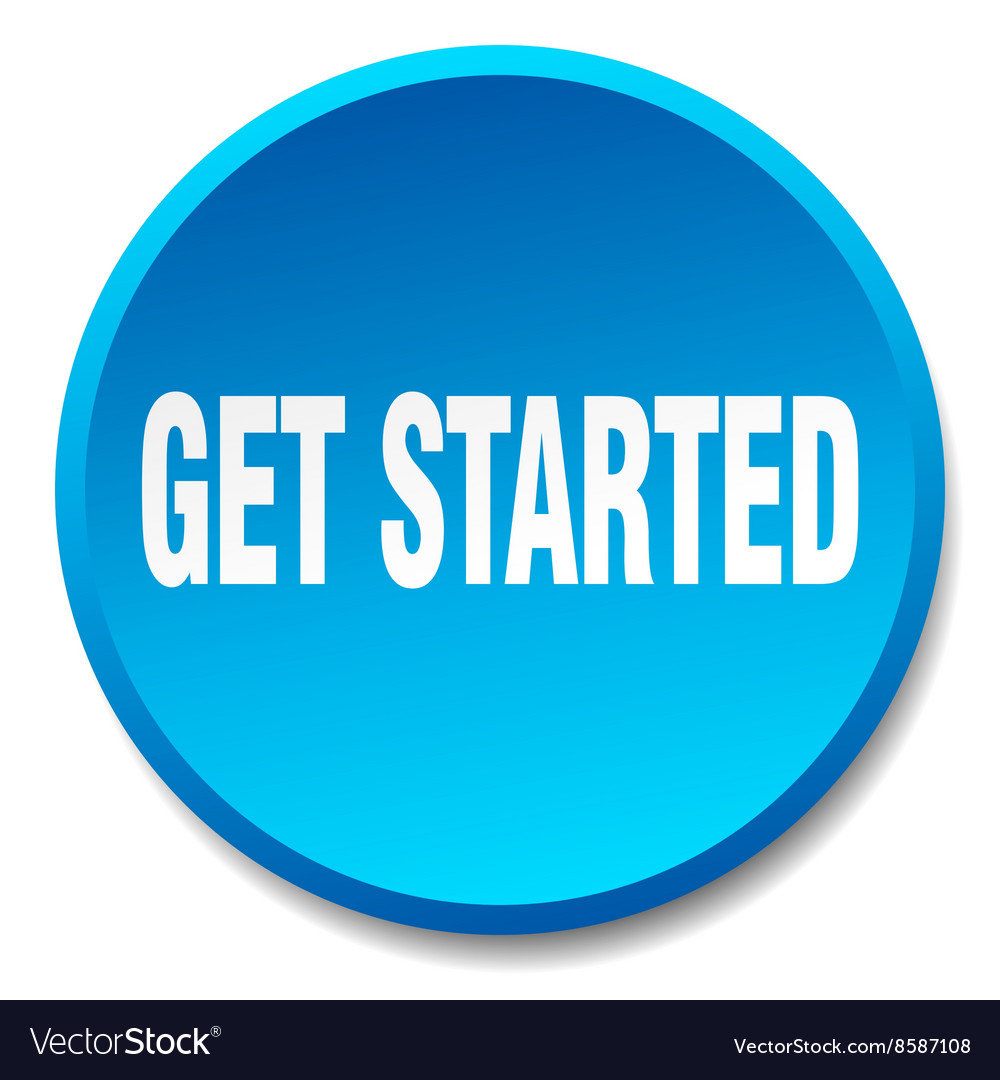 Get started blue round flat isolated push button