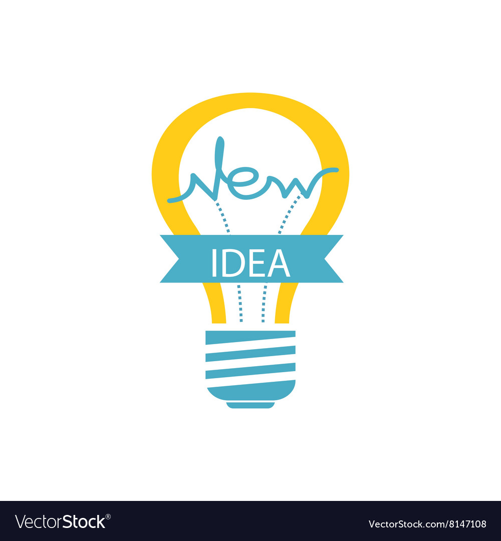 Glowing yellow light bulb new idea Royalty Free Vector Image