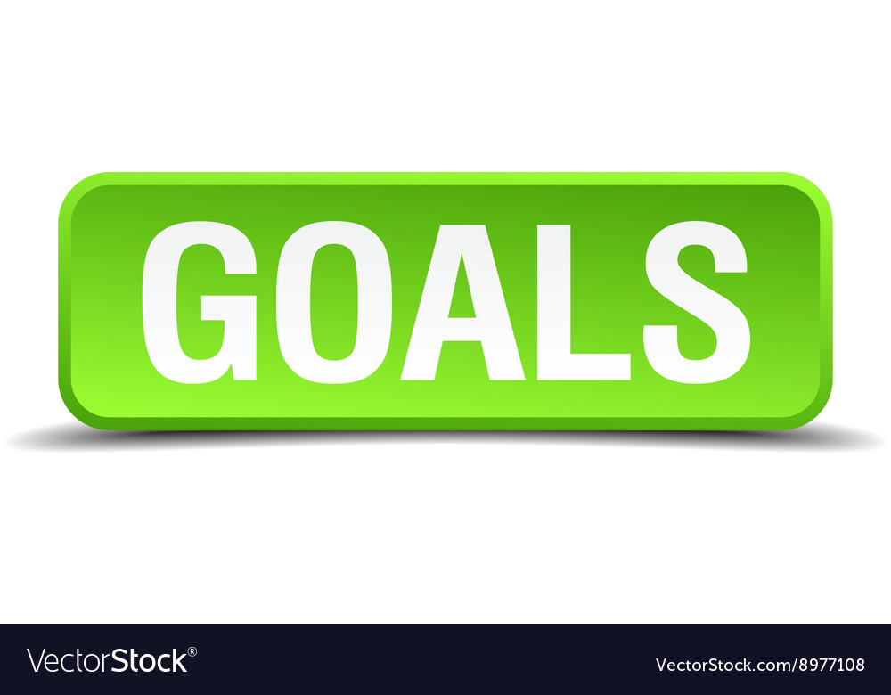 Goals green 3d realistic square isolated button
