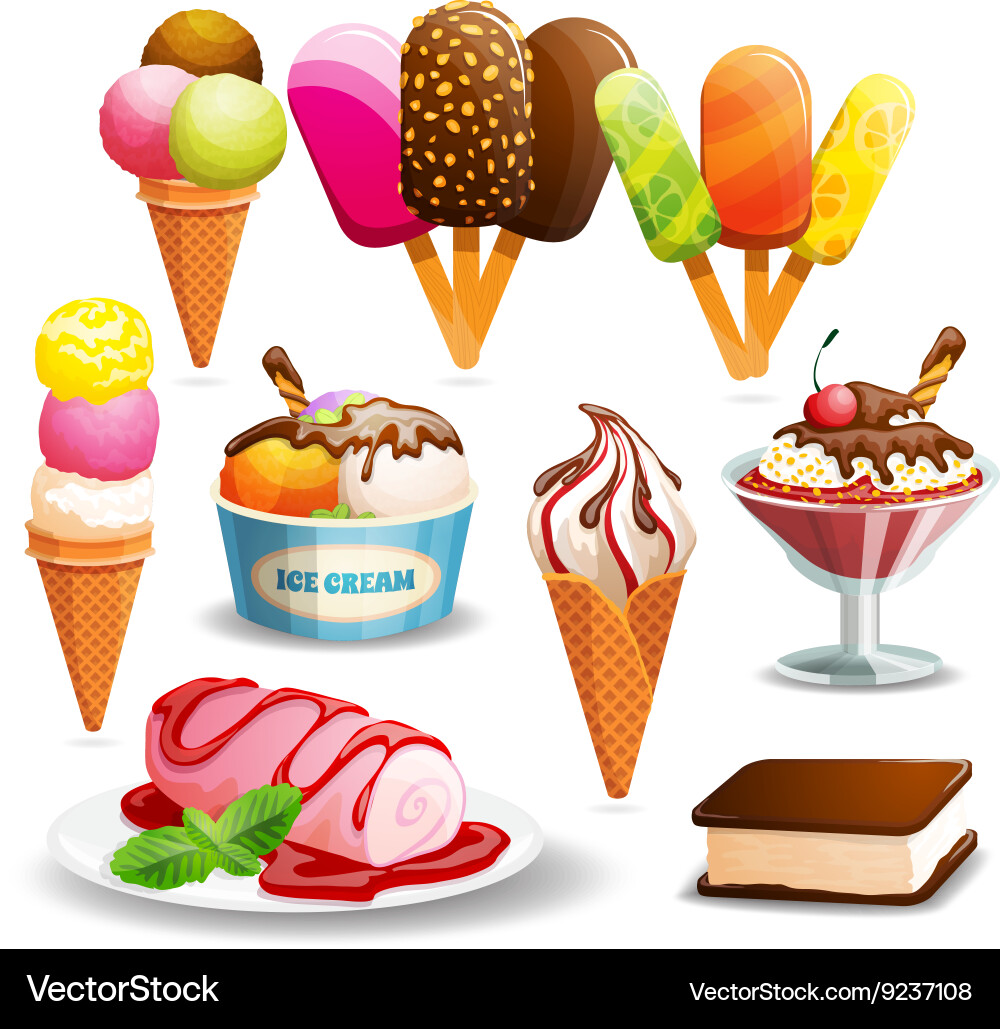 Ice cream set Royalty Free Vector Image - VectorStock