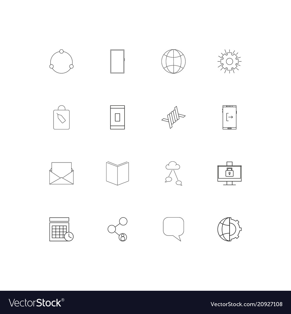 Internet technologies linear thin icons set