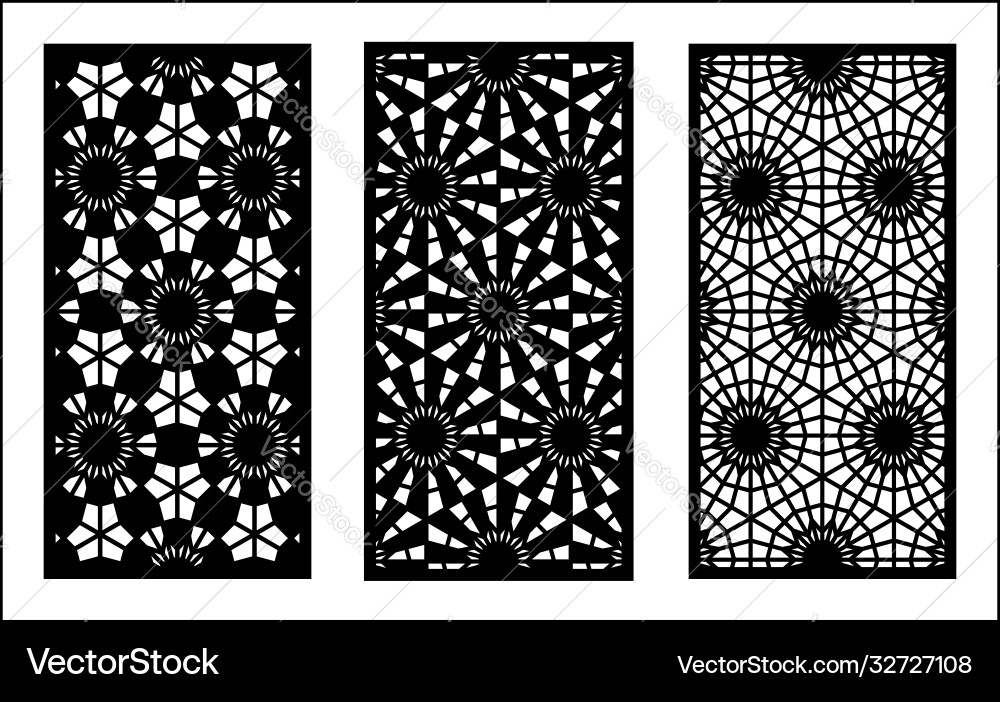Laser pattern set decorative panels Royalty Free Vector