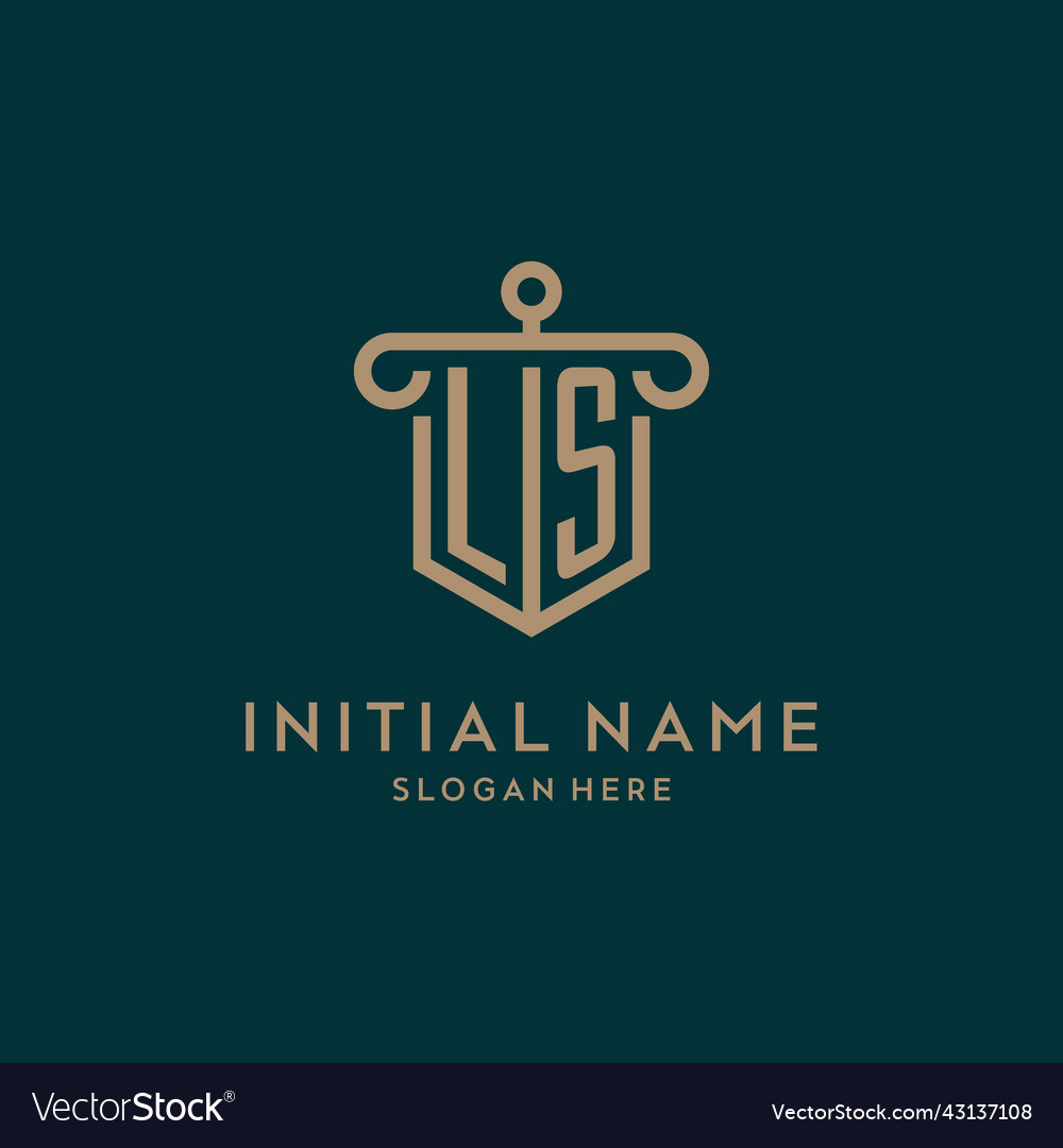 Ls monogram initial logo design with shield