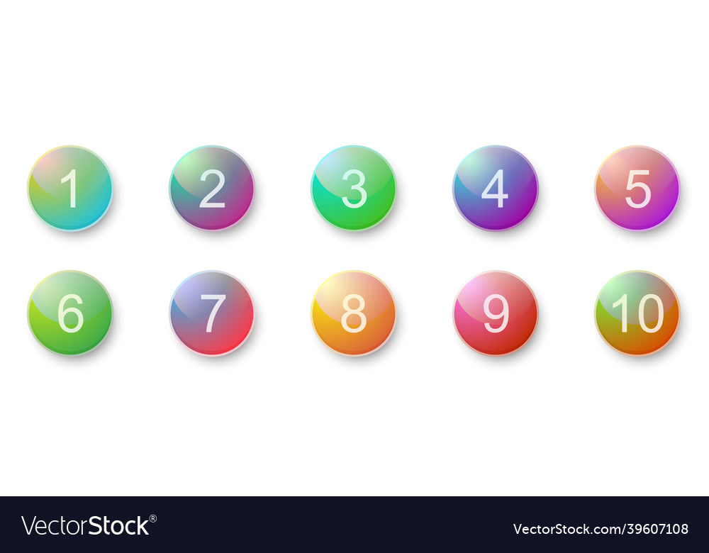Number bullet points 1 to 10 creative 3d buttons vector image Number bullet points 1 to 10 creative 3d buttons