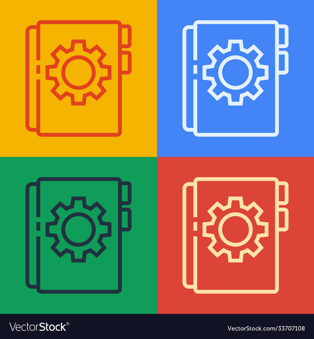 Pop art line user manual icon isolated on color vector image Pop art line user manual icon isolated on color