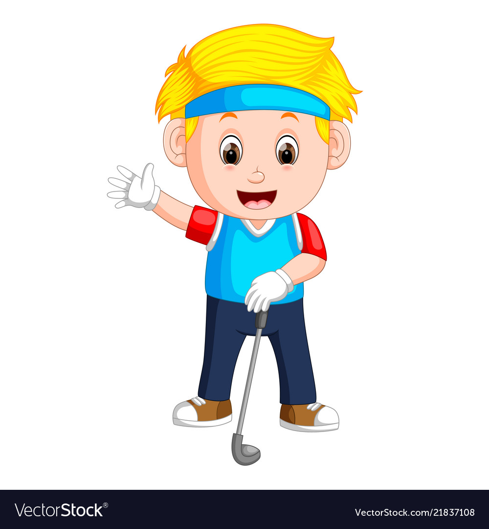 Professional boy playing golf Royalty Free Vector Image