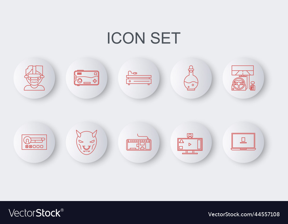 Set line laptop create account screen video game vector image Set line laptop create account screen video game