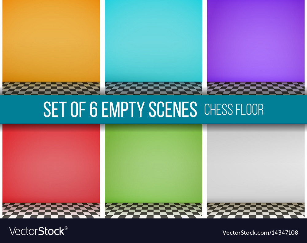 Set of 6 empty scenes chess floor