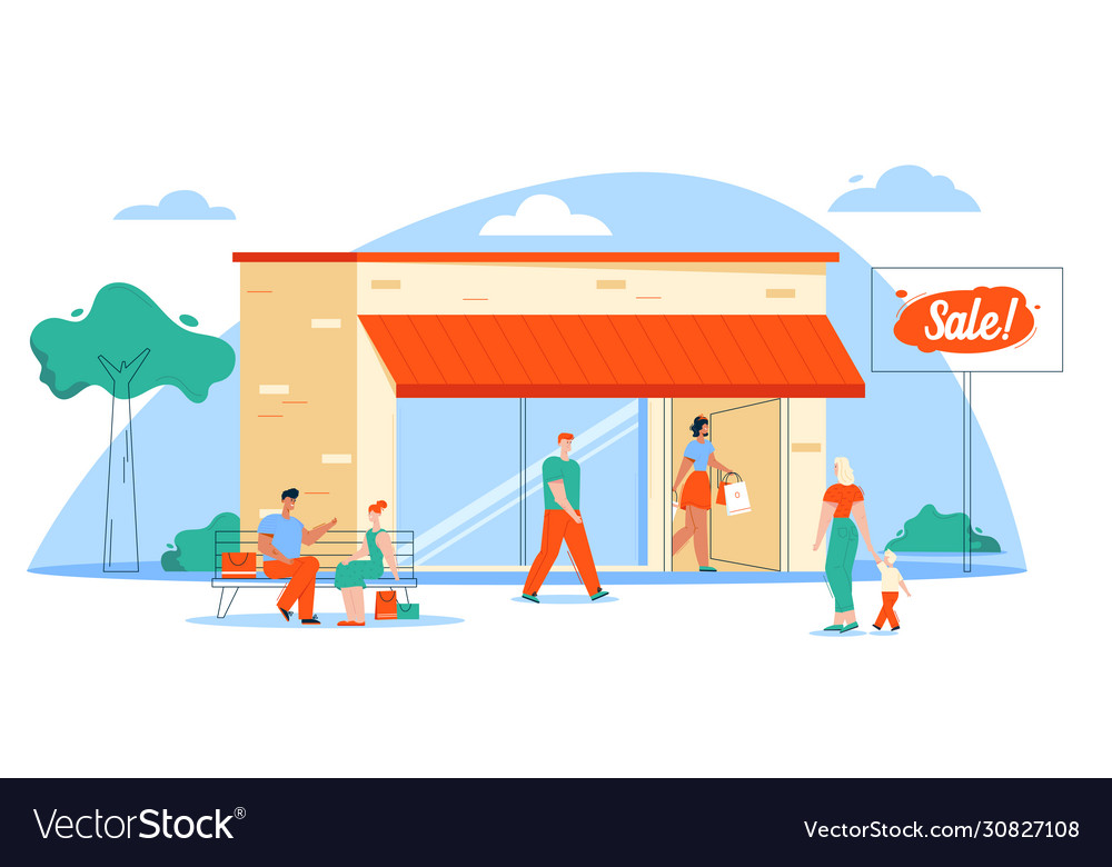 Shopping and buyers scene Royalty Free Vector Image