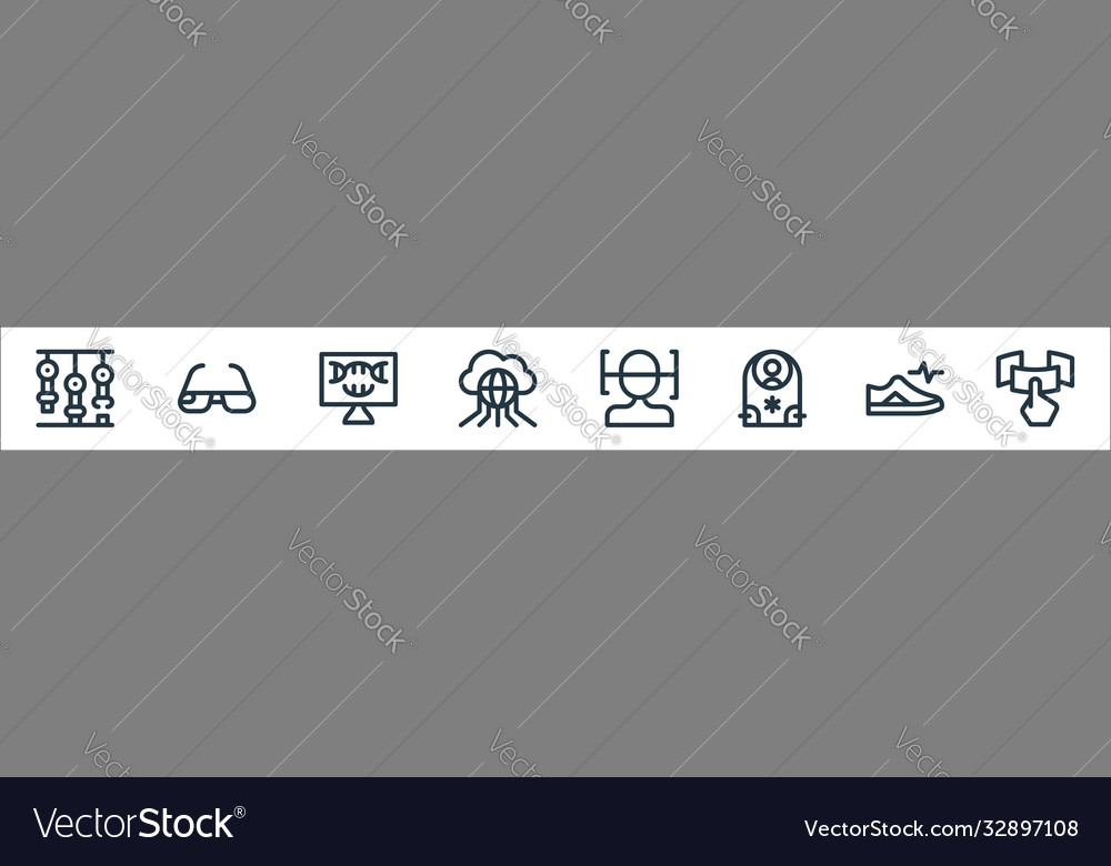 Technology future line icons linear set