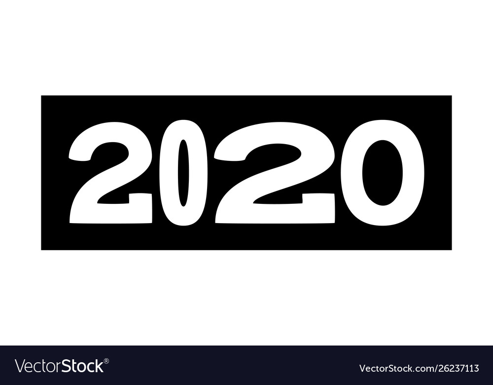 Black and white 2020 different width characters Vector Image Black and white 2020 different width characters