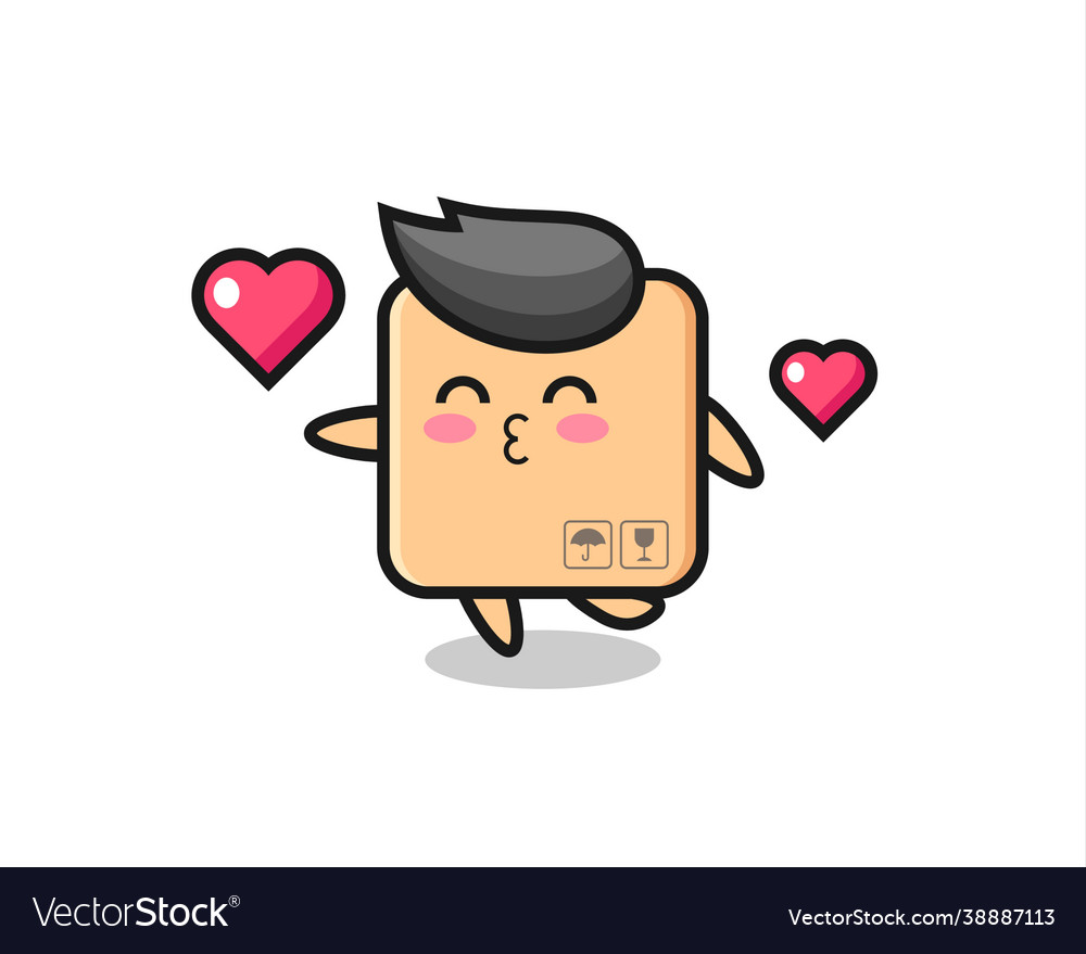 Cardboard box character cartoon with kissing