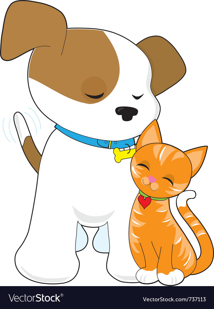 Cute puppy and cat Royalty Free Vector Image - VectorStock