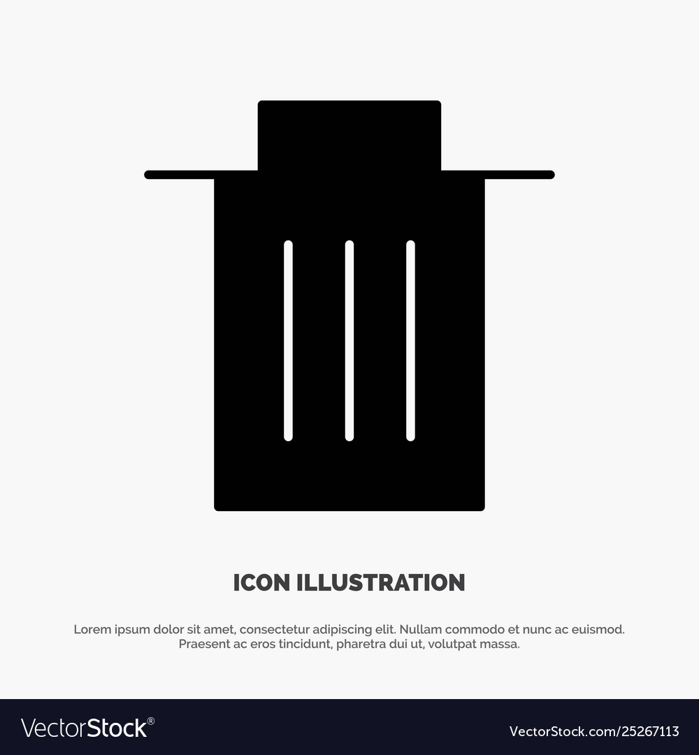 Delete interface trash user solid glyph icon vector image Delete interface trash user solid glyph icon