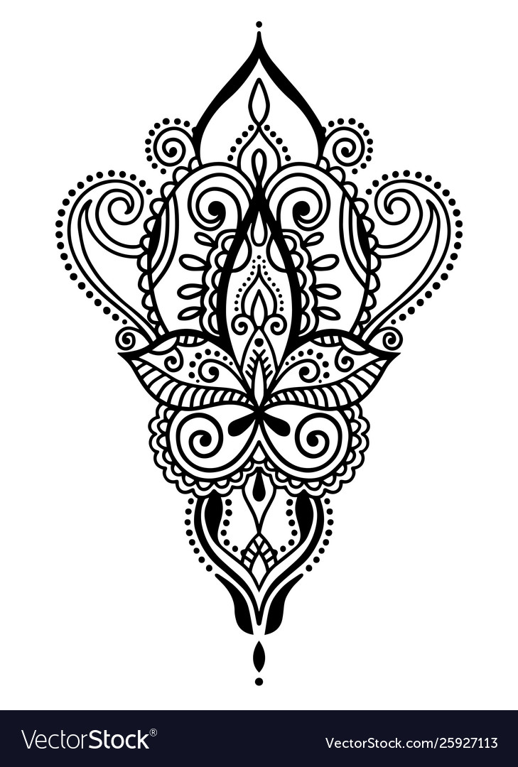 Ethnic Paisley Hand Draw Tattoo Design Henna Vector Image