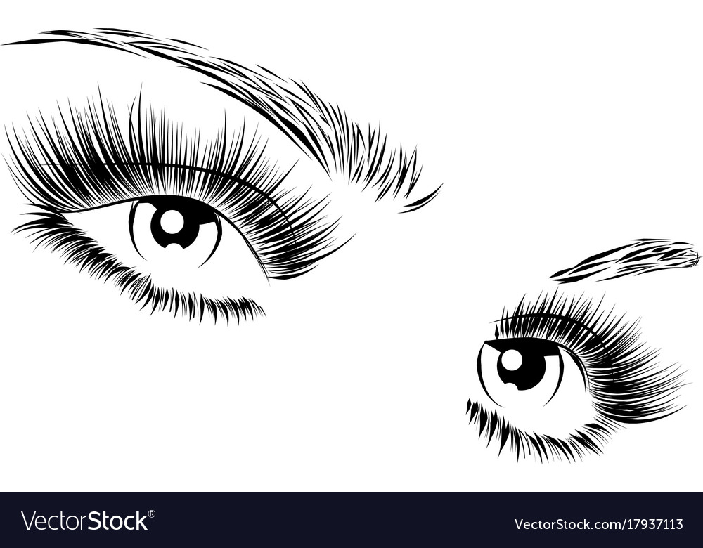 Female eyes drawing long eyelashes Royalty Free Vector Image