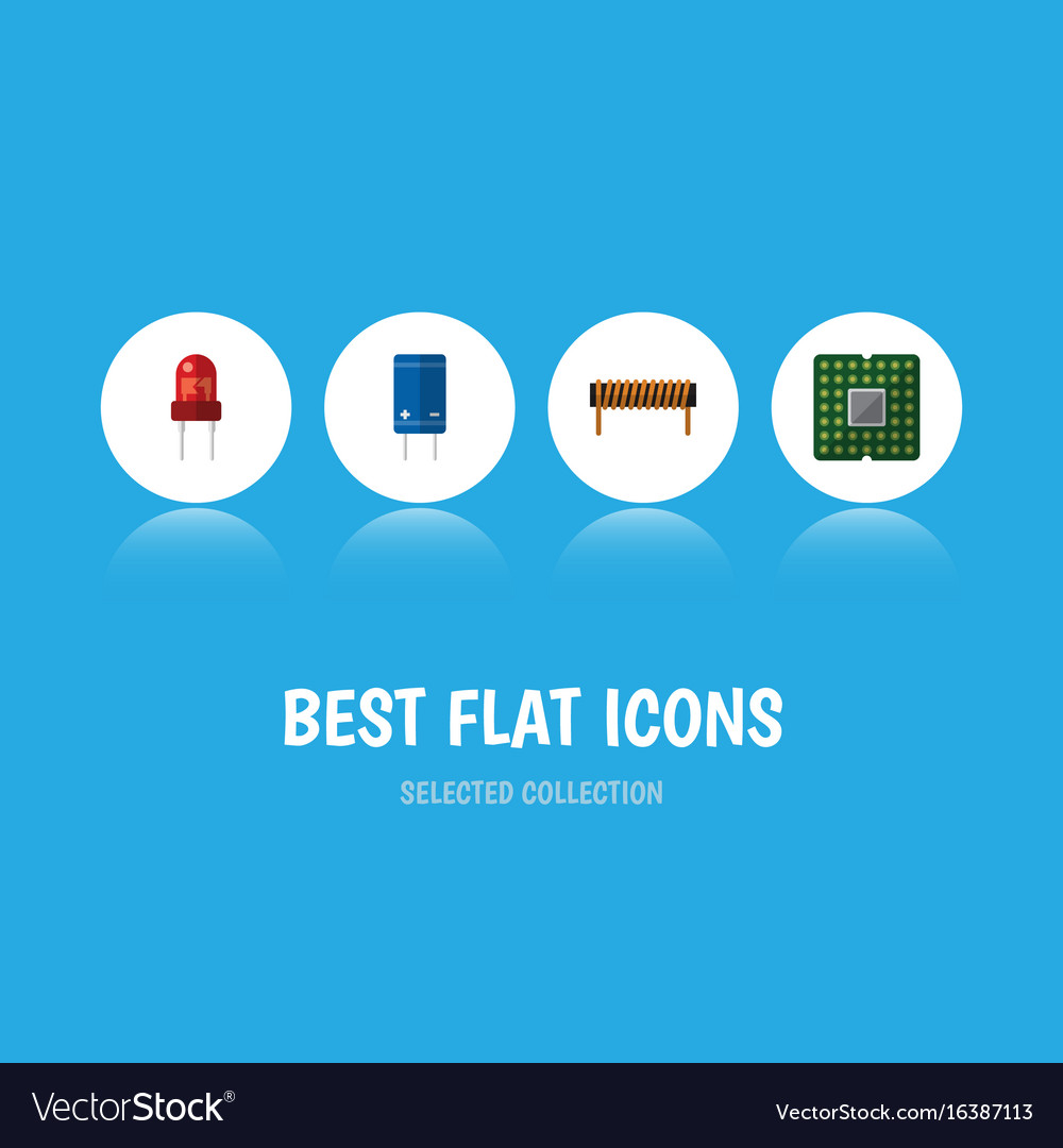 Flat icon device set of unit bobbin transistor
