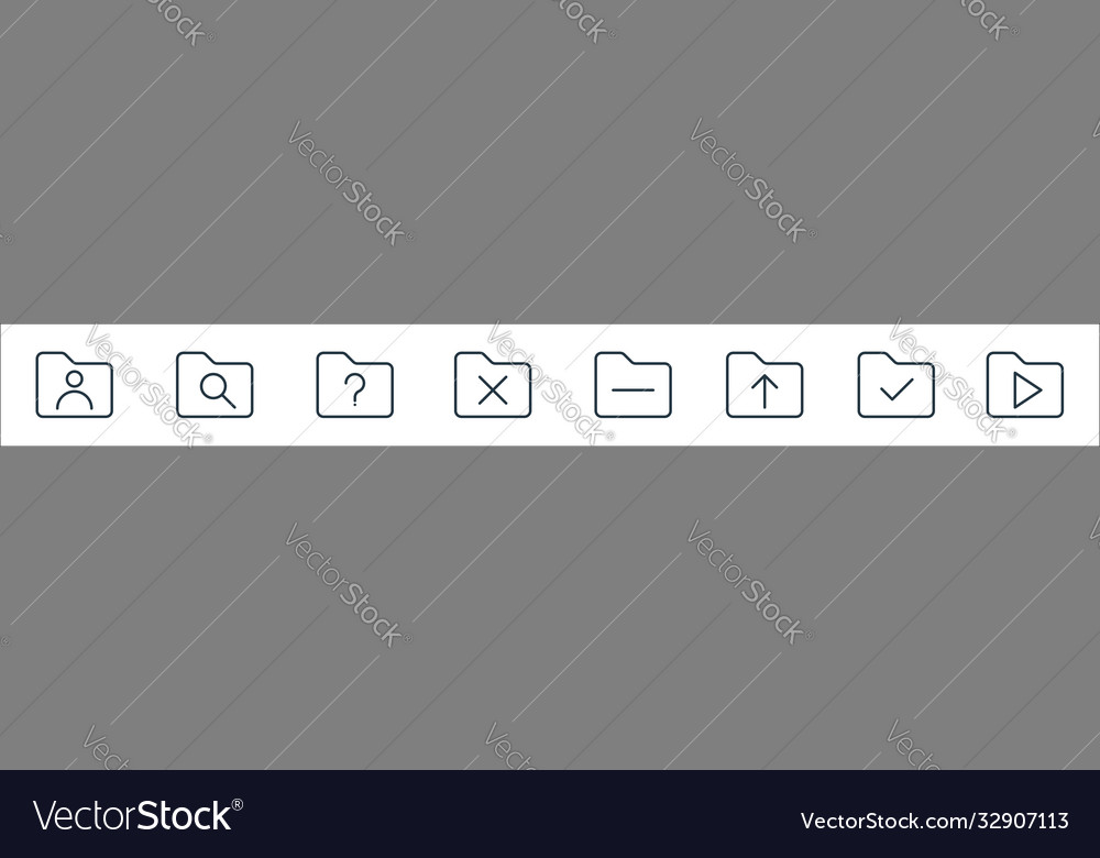 Folder line icons linear set quality vector image Folder line icons linear set quality