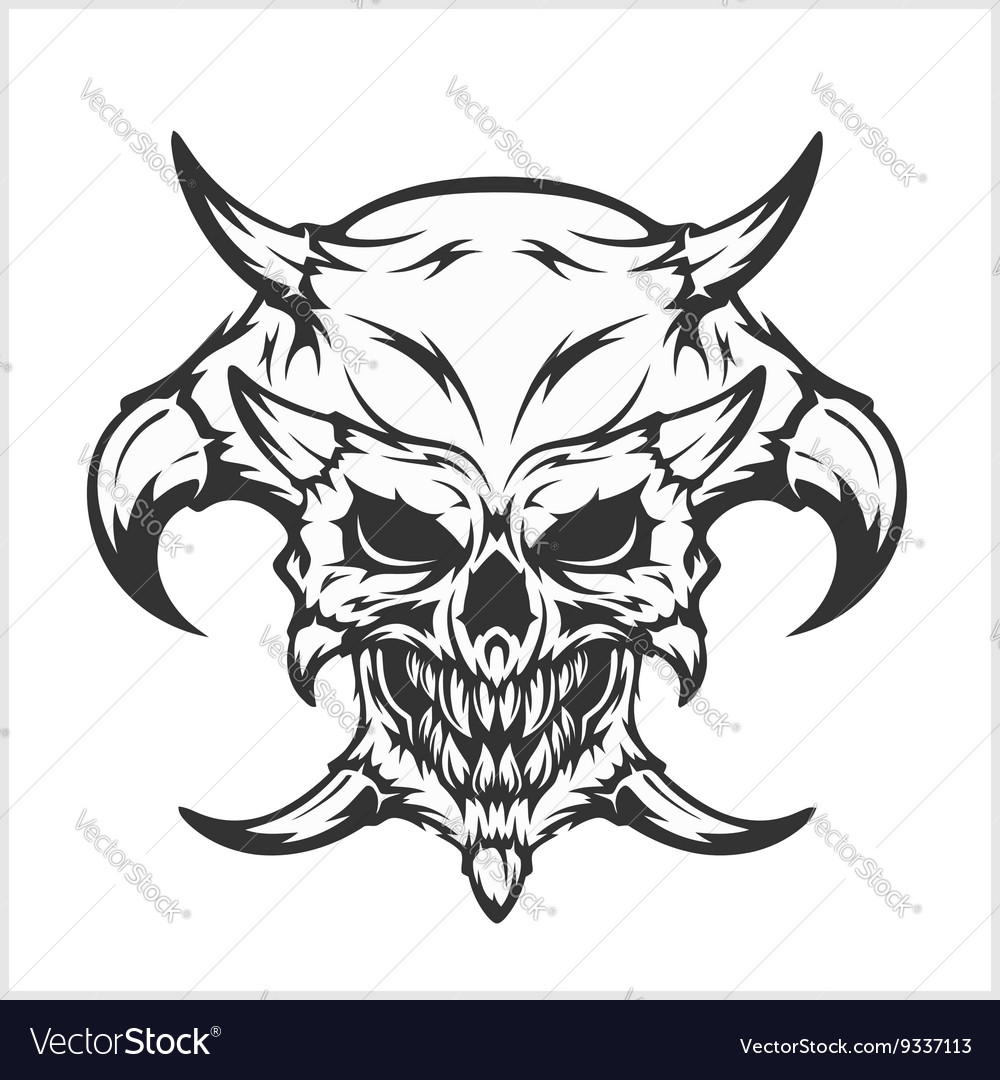 Horned skull - isolated on white Royalty Free Vector Image