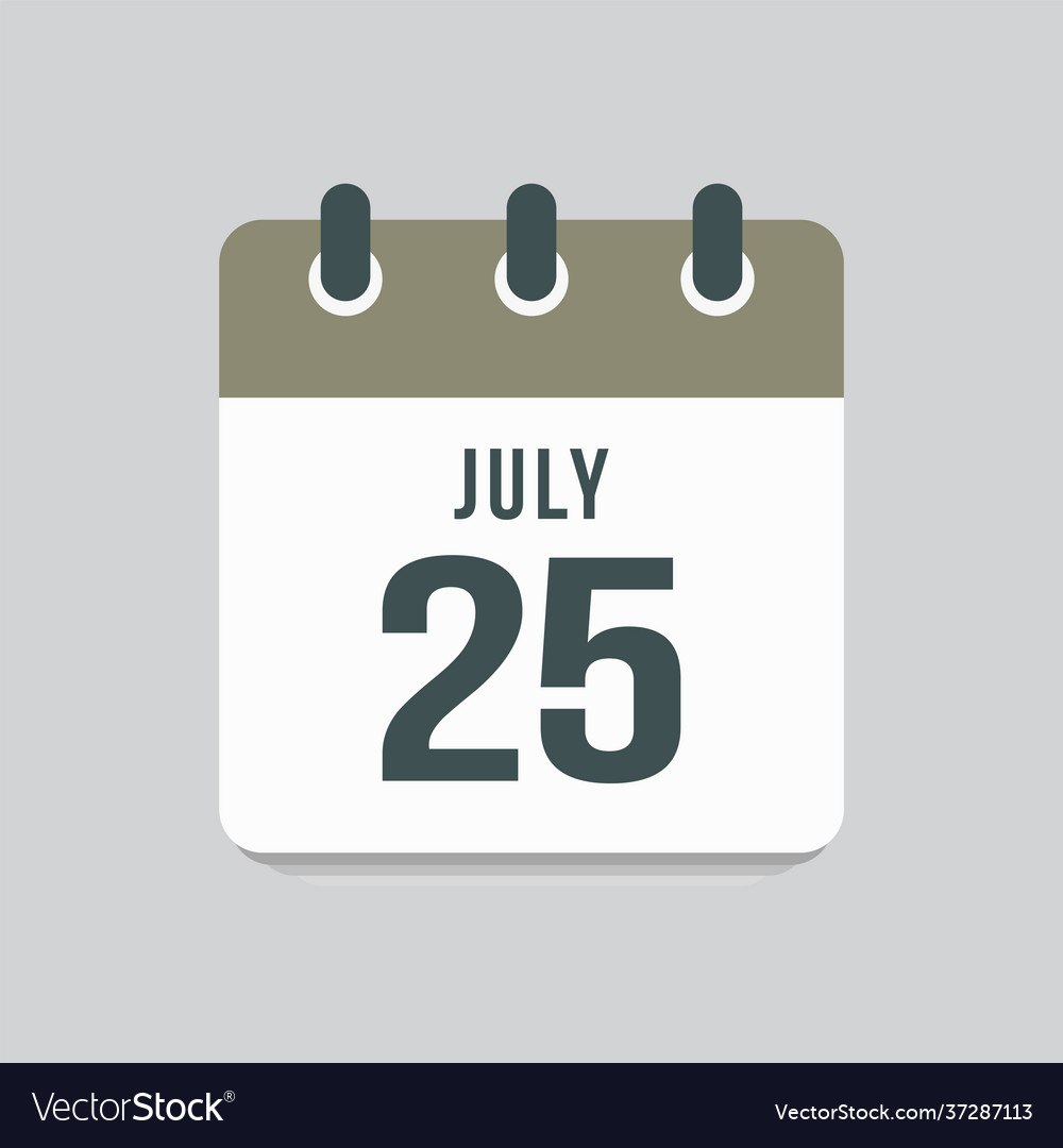 Icon day date 25 july template calendar page Vector Image