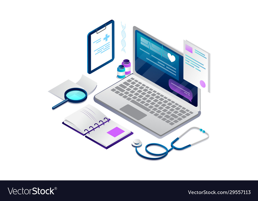 Isometric concept of online healthcare and medical