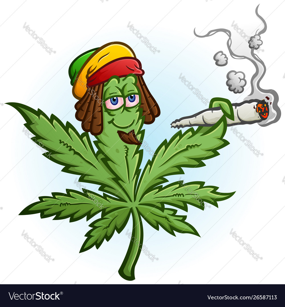 Marijuana rasta cartoon character smoking a joint Vector Image