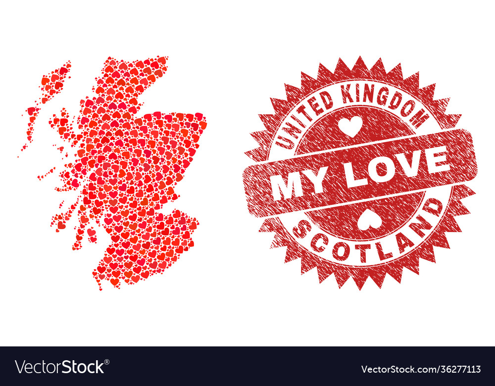 Meine Liebe kratzte Stempel und Scotland Karte Valentin